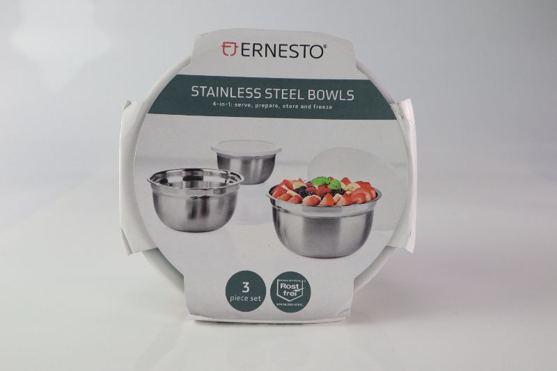 Photo 1 of 3 PACK STAINLESS STEEL BOWLS WITH LID SIZES 0.75L 1L AND 1.6L NEW $19.99
