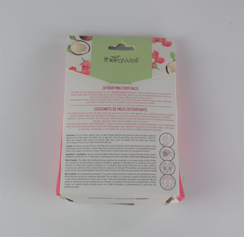 Photo 2 of THERAWELL DETOXIFYING FOOT PADS CLEANSE AND NATURALLY DEXOT BODY STIMULATES REFLEXOLOGY ZONES WOKING OVERNIGHT TO REMOVE TOXINS SCENT COCONUT ROSE 10 FOOT PADS $18