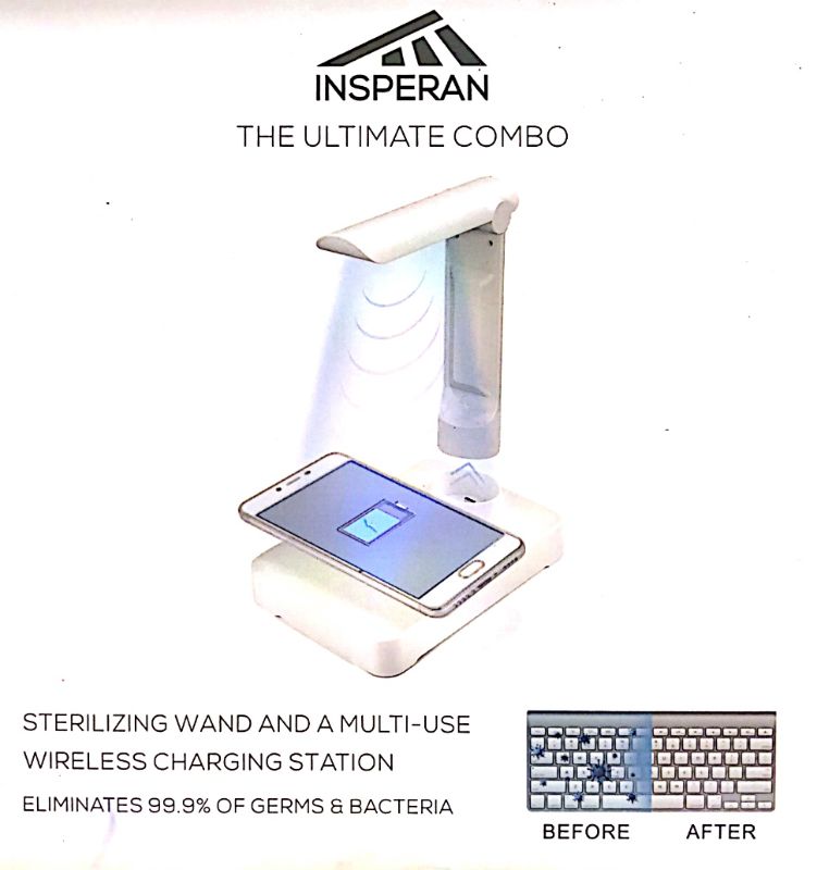 Photo 1 of INSPERAN ULTIMATE COMBO DETACHABLE STERILIZING WAND AND MULTI-USE WIRELESS CHARGING STATION ELIMINATES 99 PERCENT OF GERMS NEW IN BOX
$59.99
