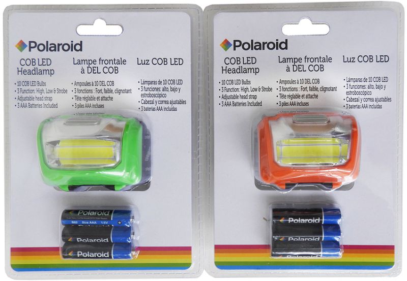 Photo 1 of 2 PACK POLAROID COB LED HEADLAMP COMES WITH 3-AAA BATTERIES COLORS ARE GREEN AND ORANGE NEW IN PACKAGE 
$35
