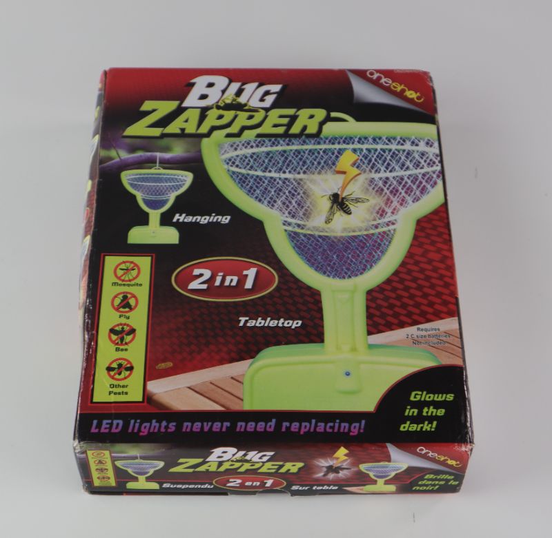 Photo 2 of CLEAR INNOVATION 2 IN 1 HANGING OR TABLETOP BUG ZAPPER ILLS ON CONTACT NO HARMFUL CHEMICALS ULTRAVIOLET LED LIGHT REQUIRES 2C BATTERIES $24.99