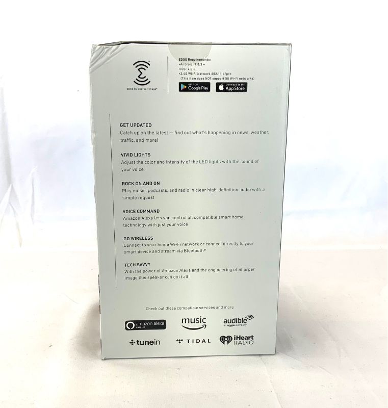 Photo 1 of SHARPER IMAGE WIFI SMART LED SPEAKER AMAZON ALEXA COMPATABILITY VOICE CONTROL WIRELESS BLUETOOTH SPEAKER WIFI MODE 7 LED COLORS NEW IN BOX
$99
