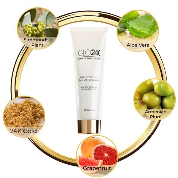 Photo 4 of EXFOLIATING CLEANSER 
EXFOLIATING CLEANSER REMOVES IMPURITIES MAKE UP TOXINS AND DIRT MICRO APRICOT SEEDS DETOXES SKIN 24K GOLD ALOE VERA  REDUCE AGING VITAMIN C PROTECTS SKIN ALSO PURIFIES  $99
