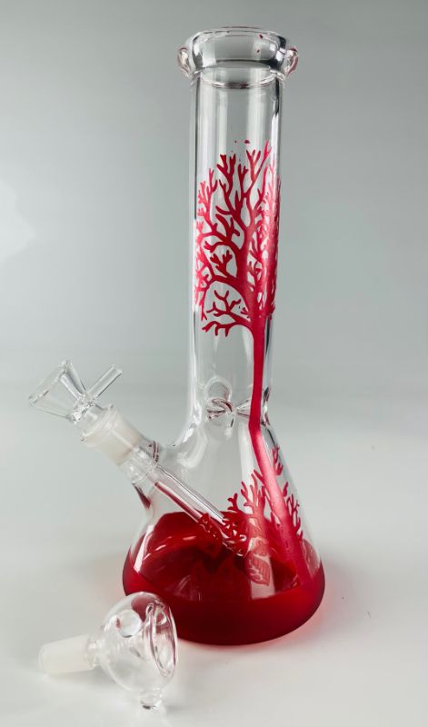 Photo 2 of  RED TREE WATER PIPE RED BASE ICE CATCHER INCLUDES ONE STEM AND TWO BOWLS NEW IN BOX $55

