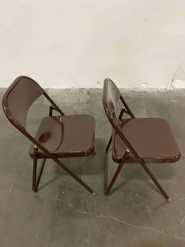 Photo 2 of SET OF 3 BROWN CHAIRS TWO DARK BROWN AND ONE LIGHT BROWN WITH WOOD SEAT USED CONDITION 
