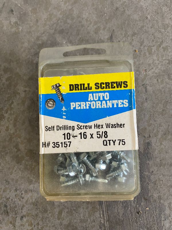 Photo 1 of DRILL SCREWS AUTO PERFORANTES SELF DRILLING SCREW HEX WASHER 10-16 X 5/8 75 PACK