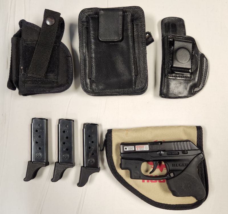 Photo 1 of Ruger LCP .380 ACP Pistol w/ 3 Magazines, Crimson Trace Laser +More. Background Check Required. Every used firearm should be inspected by a qualified gunsmith before firing.