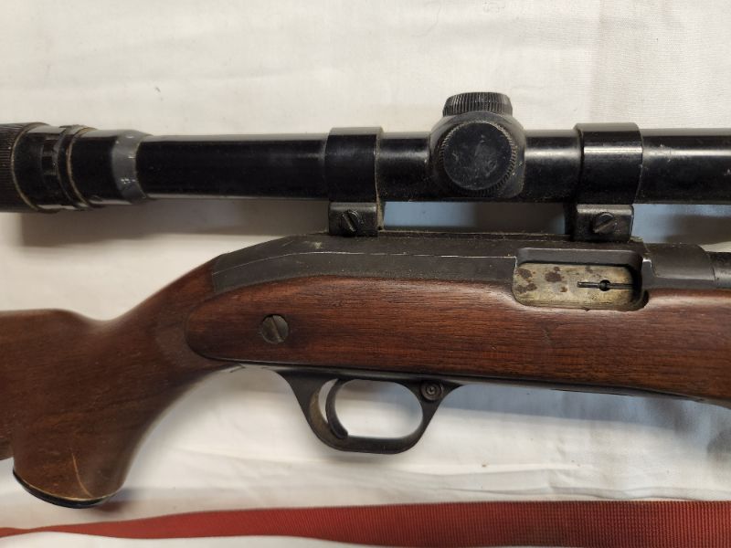 Photo 3 of JC Higgins / Sears, Roe Buck & Co. Model 30 .22 Caliber Rifle w/ Scope. Background Check Required. Every used firearm should be inspected by a qualified gunsmith before firing.
