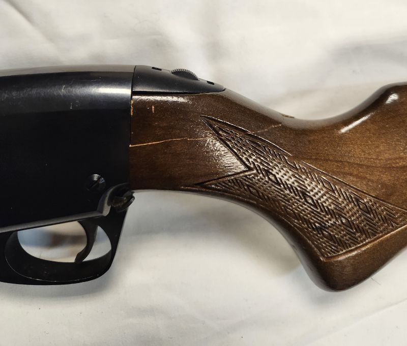 Photo 4 of Savage Arms Stevens Model 67 Series E 12 GA Pump Shotgun. Cracked Stock. Background Check Required. Every used firearm should be inspected by a qualified gunsmith before firing. No Returns on Firearms!