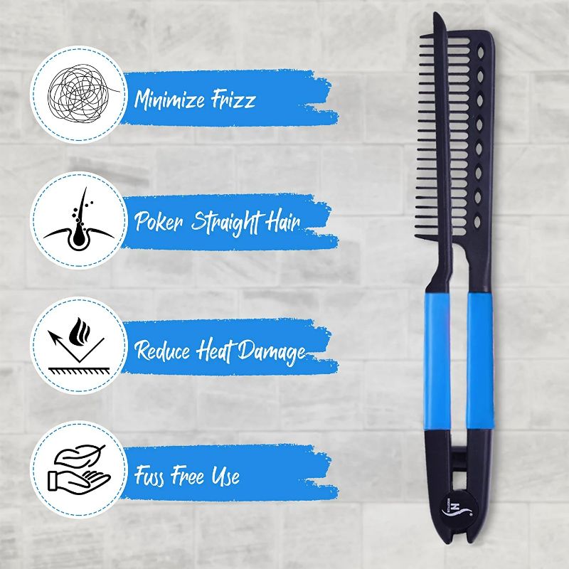 Photo 2 of BLUE HEAT RESISTANT FLAT ITON COMB WITH GRIP NEW NEW