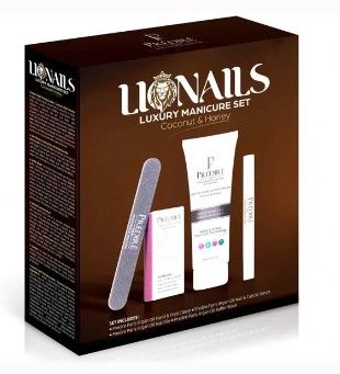Photo 2 of LIONAILS COCONUT AND HONEY 4 PIECE LUXURY MANICURE SET INCLUDES HAND AND NAIL THERAPY CREAM ARGAN OIL NAIL AND CUTICLE SERUM ARGAN OIL NAIL FILE BUFFER BLOCK NEW