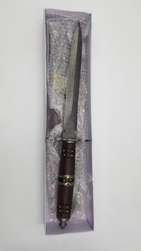 Photo 2 of 15 Inch Damascus Dagger Rosewood New