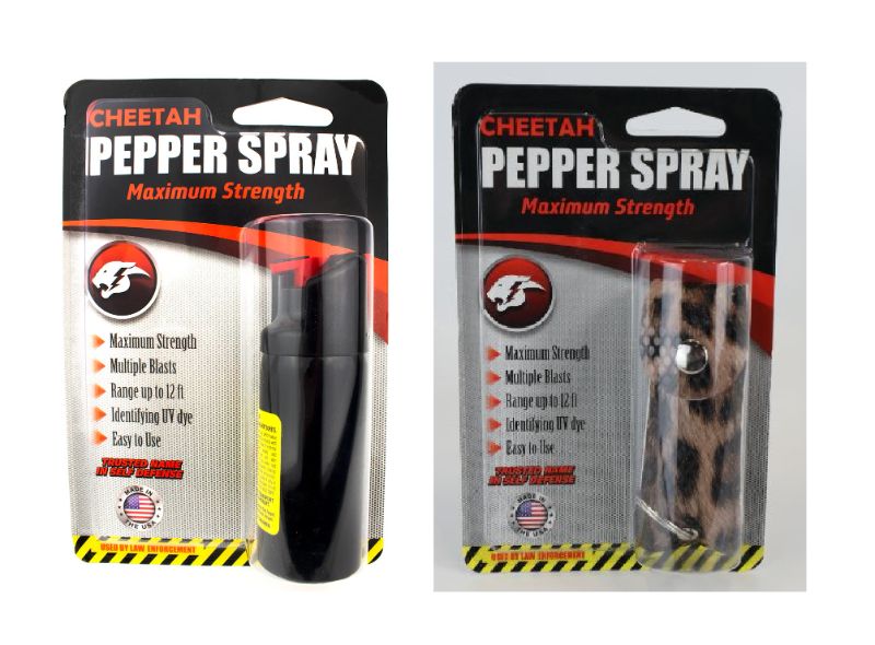 Photo 1 of 2 Pack Self Defense Cheetah Pepper Spray Maximum Strength 12ft Range UV Dye 