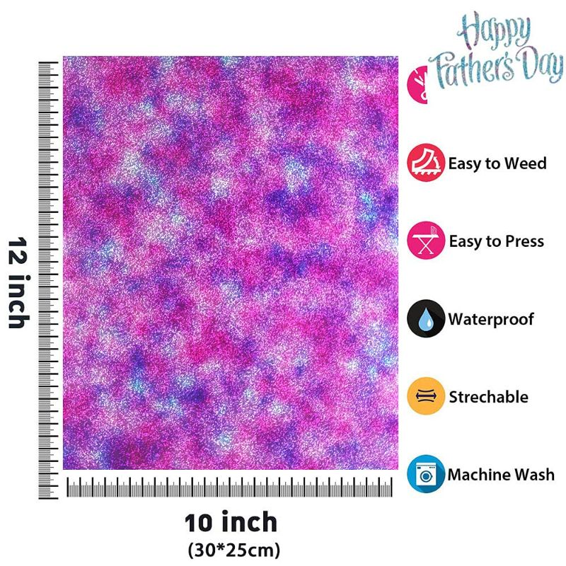 Photo 2 of JUWAIre Glitter HTV Cloud Heat Transfer Vinyl Colorful Iron on Vinyl for T-Shirts 12" x 10" 6 Sheets