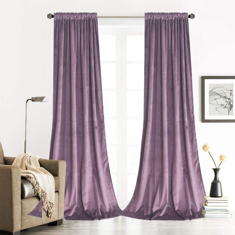 Photo 1 of Roslynwood Lavender Velvet Curtains Room Darkening for Living Room - Light Blocking Velvet Curtain Panels Privacy with Rod Pocket & Back Tab Window Drapes for Bedroom, W52 by L96 inches, 2 Panels