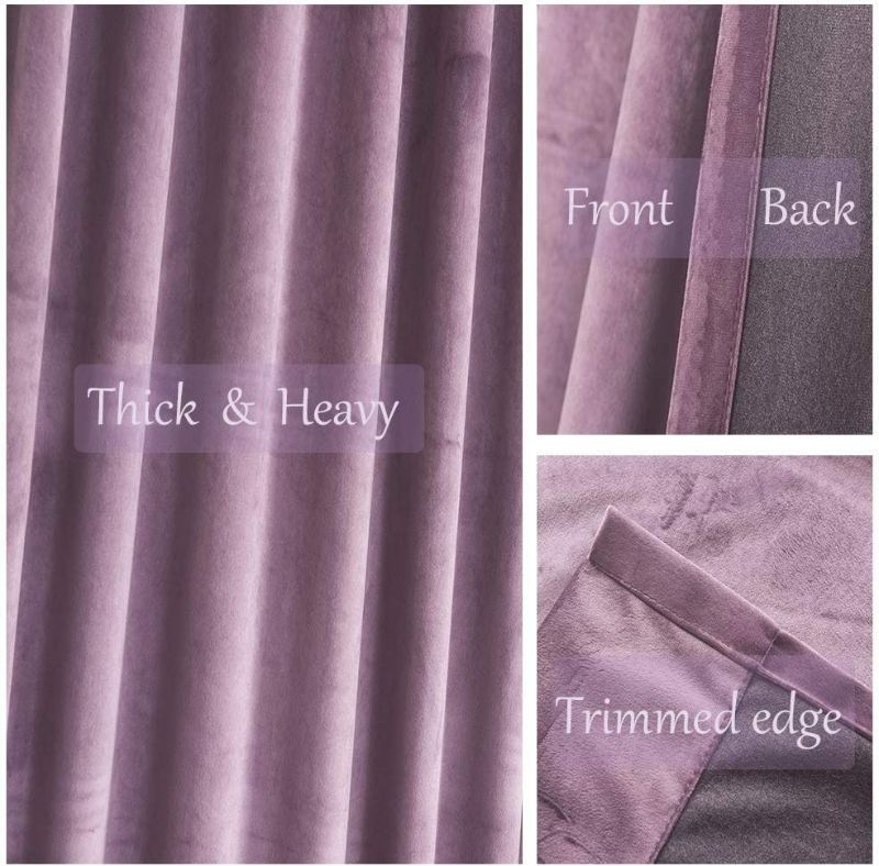 Photo 2 of Roslynwood Lavender Velvet Curtains Room Darkening for Living Room - Light Blocking Velvet Curtain Panels Privacy with Rod Pocket & Back Tab Window Drapes for Bedroom, W52 by L96 inches, 2 Panels