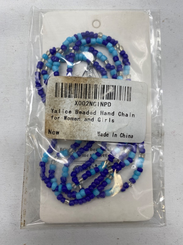 Photo 1 of Yalice Beaded Hand Chain for Women and Girls Dark Blue and Light Blue