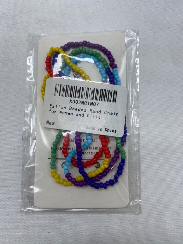 Photo 1 of Yalice Beaded Bracelet Layered Beads Hand Chains Boho Beach Anklet Waist Jewelry for Women and Girls (Rainbow)
