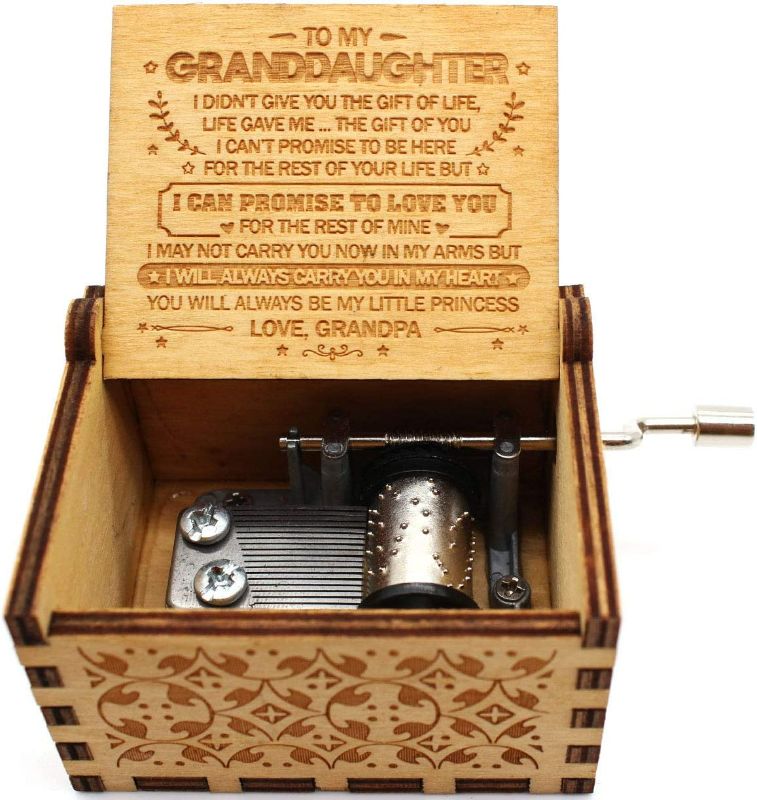 Photo 2 of ukebobo Wooden Music Box - You are My Sunshine Music Box, from Grandpa to Granddaughter, Gifts for Kids - 1 Set (Carry)