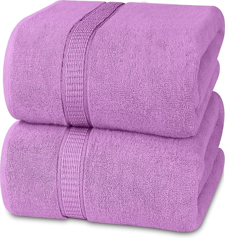 Photo 1 of Luxurious Jumbo Bath Sheet 2 Piece - 600 GSM 100% Ring Spun Cotton Highly Absorbent and Quick Dry Extra Large Bath Towel - Soft Hotel Quality Towel (35 x 70 Inches, Lavender)