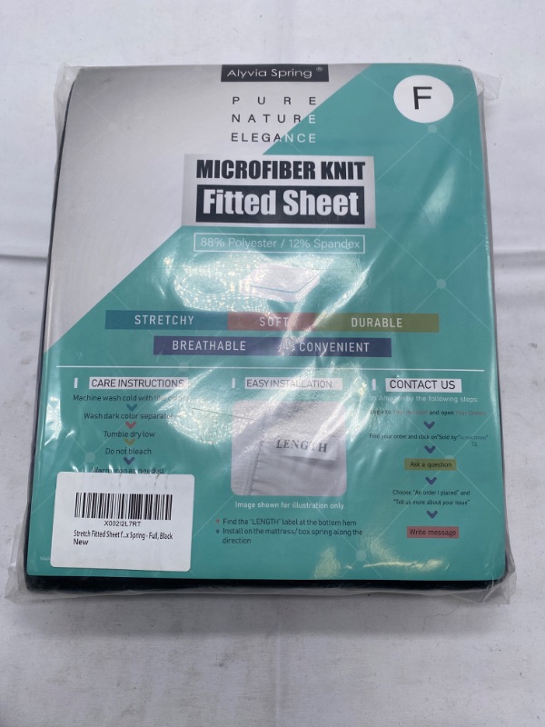 Photo 4 of Stretch Full Size Fitted Sheet Only - Tech with 4-Way Stretchy Jersey Knit, Non-Slip & Snug Fit, Great as Futon or Sleeper Sofa Sheets (Deep: 5" to 16"), Ultra Soft - Black