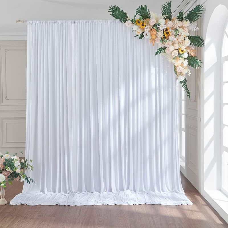 Photo 3 of 10 x10ft Thick White Wrinkle Free Backdrop Curtain Drapes White Backdrop Panels Background for Photography Wedding Parties Birthday Baby Shower