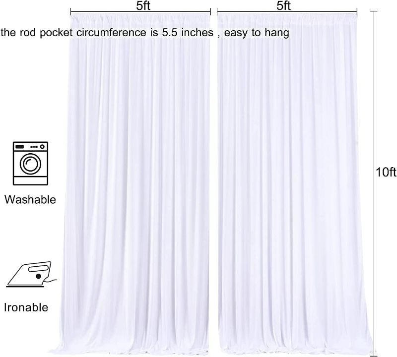 Photo 2 of 10 x10ft Thick White Wrinkle Free Backdrop Curtain Drapes White Backdrop Panels Background for Photography Wedding Parties Birthday Baby Shower