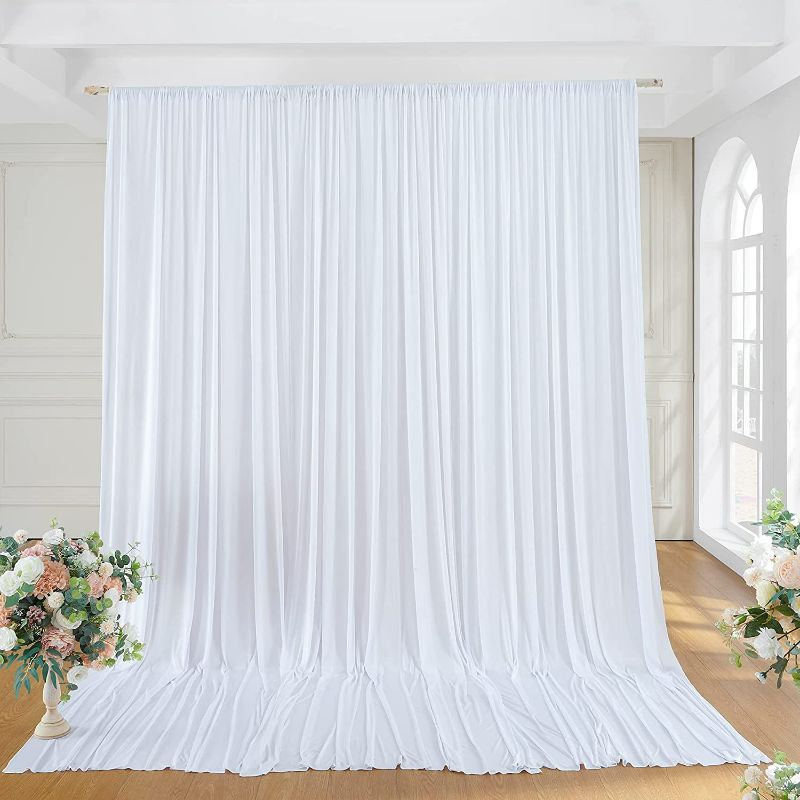 Photo 1 of 10 x10ft Thick White Wrinkle Free Backdrop Curtain Drapes White Backdrop Panels Background for Photography Wedding Parties Birthday Baby Shower