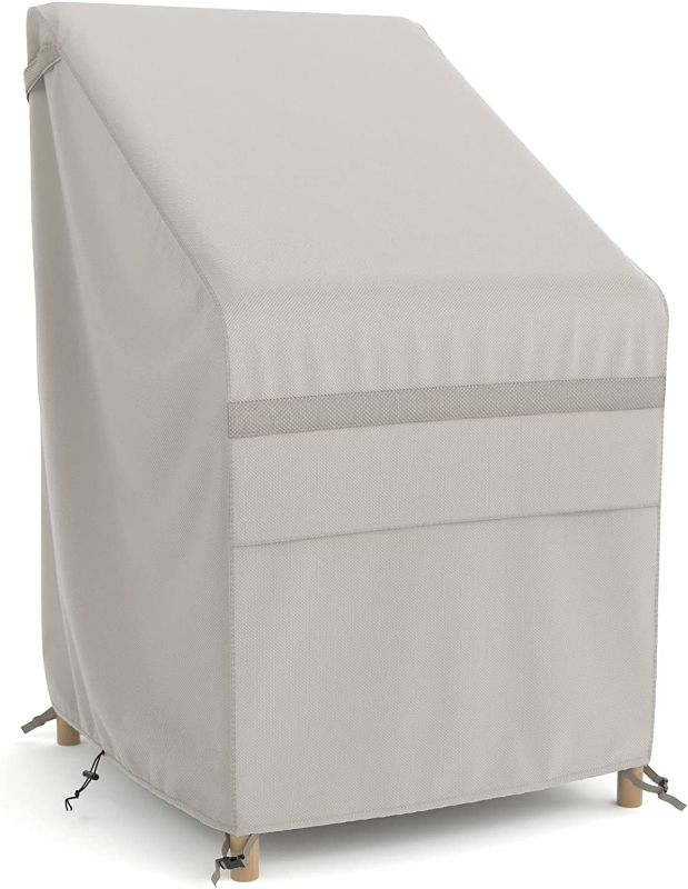 Photo 1 of MR. COVER Stackable Patio Chair Cover, Fits 4-6 Outdoor Stackable Chairs, 26W x 34D x 45H Inches, Waterproof & UV-Protection, Beige, Amenre Series