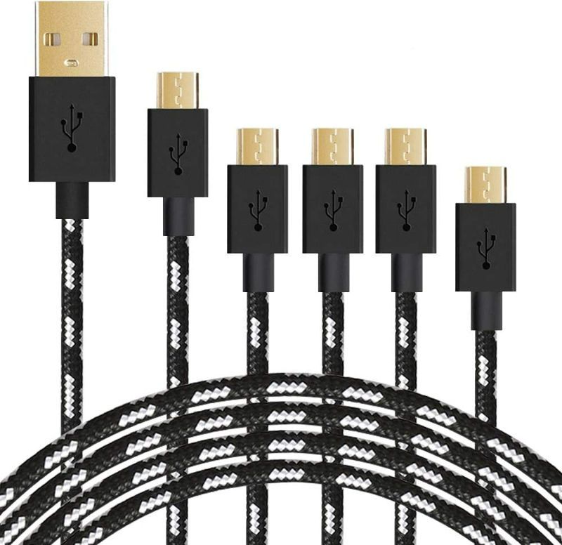 Photo 1 of LANGTUDZ Micro Usb Cable Android Charger 5 pack premium Nylon Braided High Speed Durable Charging Cable for Android,Samsung,Nexus,LG,HTC,Nokia,Sony,and More(Black)