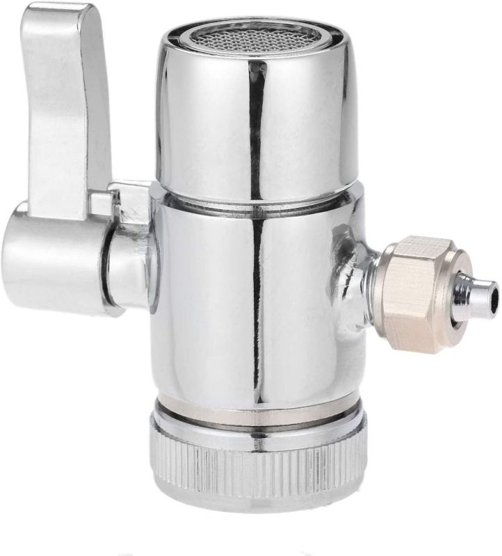 Photo 1 of Faucet Diverter Valve, 1/4" Polished Chrome Faucet Splitter, Water Filter Connector for Kitchen Bathroom Sink Hose Attachment