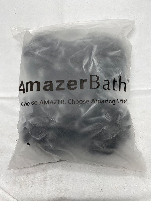 Photo 1 of AmazerBath Loofah Sponge 60g/Piece, Loofah for Men Body Scrubber - Bath Sponge Loofa Set of 4 Black