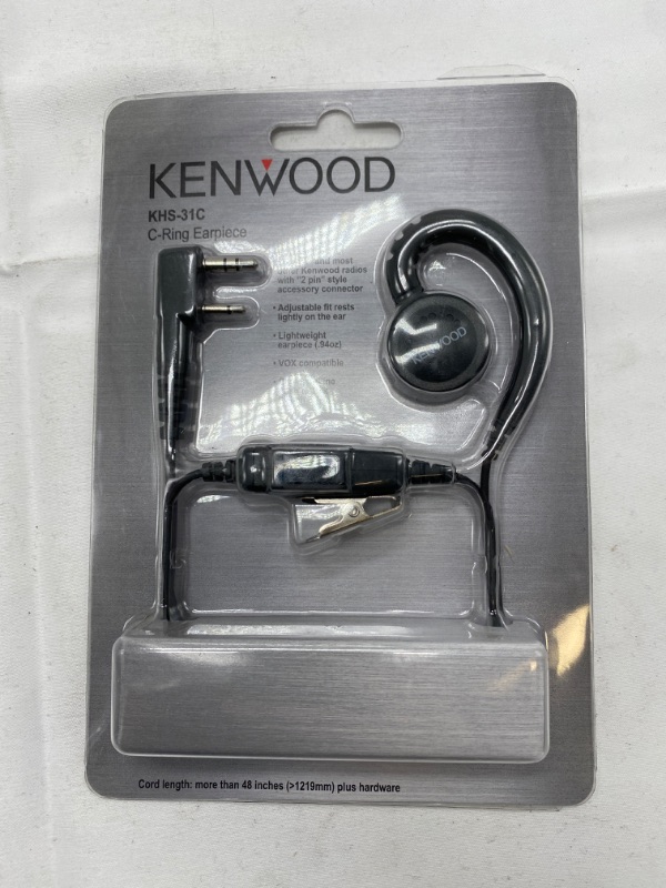 Photo 2 of Kenwood KHS-31 C-Ring Earbud Hanger with PTT and Clip Microphone