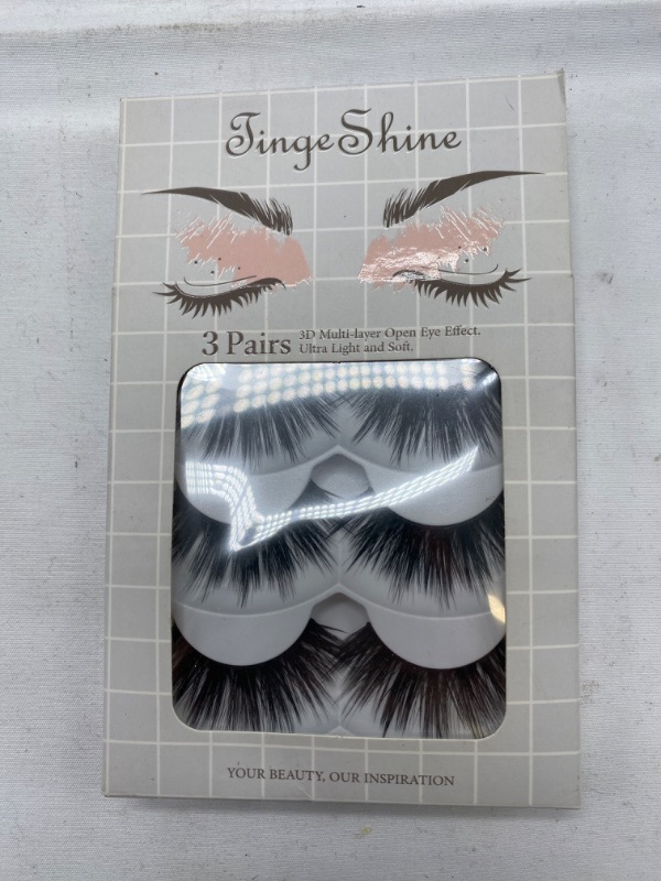 Photo 2 of 3D False Eyelashes Extensions 3 Pairs Long Lashes Strip with Volume for Women's Makeup Handmade Soft Fake Eyelash