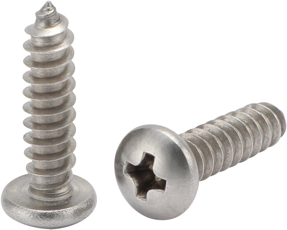 Photo 1 of #4 x 1" Phillips Pan Head Self Tapping Screws Sheet Metal Wood Screws, Stainless Steel 18-8 (304), 100 PCS