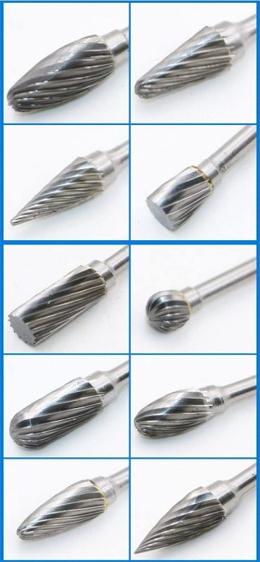 Photo 2 of 10 Pcs Tungsten Carbide Rotary Burr SET 1/10" Shank for Rotary Drill Die Grinder Carving Tool Set by Pwhite (D060GX)