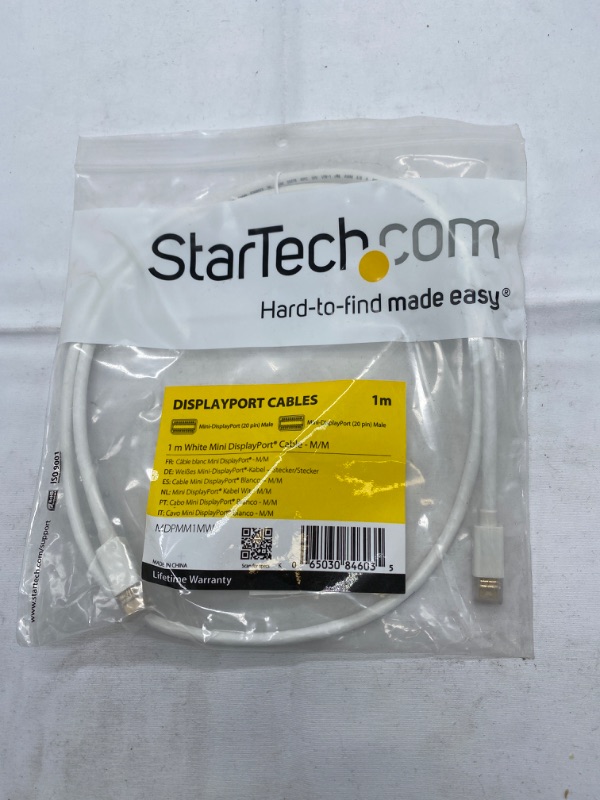 Photo 2 of StarTech.com 3ft (1m) Mini DisplayPort Cable - 4K x 2K Ultra HD Video - Mini DisplayPort 1.2 Cable - Mini DP to Mini DP Cable for Monitor - mDP Cord works w/ Thunderbolt 2 Ports - White (MDPMM1MW) White 3 ft / 1m