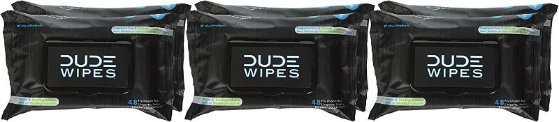 Photo 2 of [6 pack] DUDE Wipes Flushable Wipes - 1 Pack, 48 Wipes - Unscented Wet Wipes with Vitamin-E & Aloe for at-Home Use - Septic and Sewer Safe