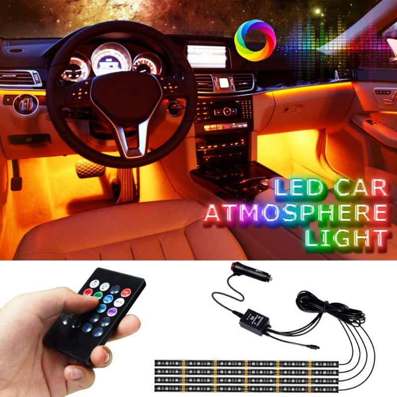Photo 1 of Car Led Lights Interior,Interior Car Lights 4pcs 72 Dc 12c Multicolor Music Lights for Car Waterproof Underdash Lighting Kits with Wireless Remote Control & Music Sensor,Car Charger Included
