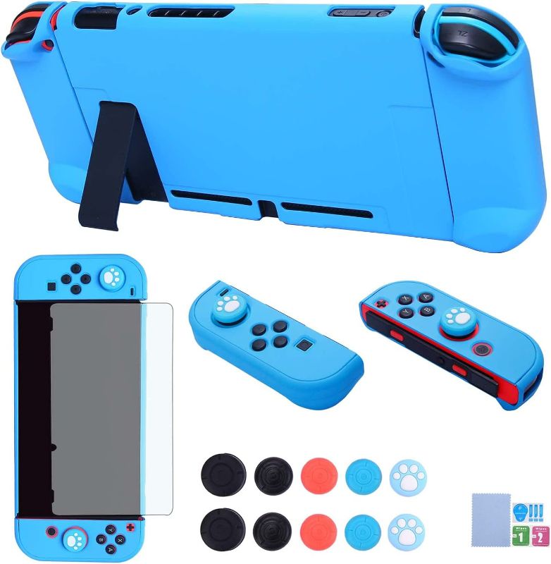 Photo 1 of Dockable Case for Nintendo Switch - COMCOOL 3 in 1 Protective Cover Case for Nintendo Switch and Joy-Con Controller with Screen Protector and Thumb Grips - Sky Blue