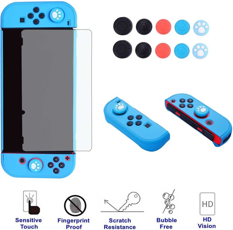 Photo 2 of Dockable Case for Nintendo Switch - COMCOOL 3 in 1 Protective Cover Case for Nintendo Switch and Joy-Con Controller with Screen Protector and Thumb Grips - Sky Blue