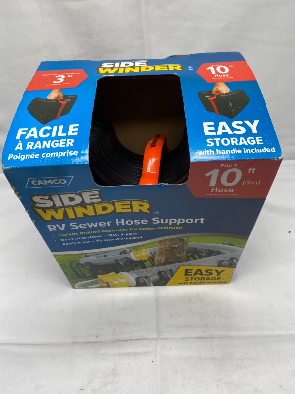 Photo 2 of Camco Sidewinder RV Sewer Hose Support | Features a Lightweight, Flexible, and Durable Frame | Curve Around Obstacles | 10 Feet, Black (43031) 10 Feet Standard Packaging Hose Support