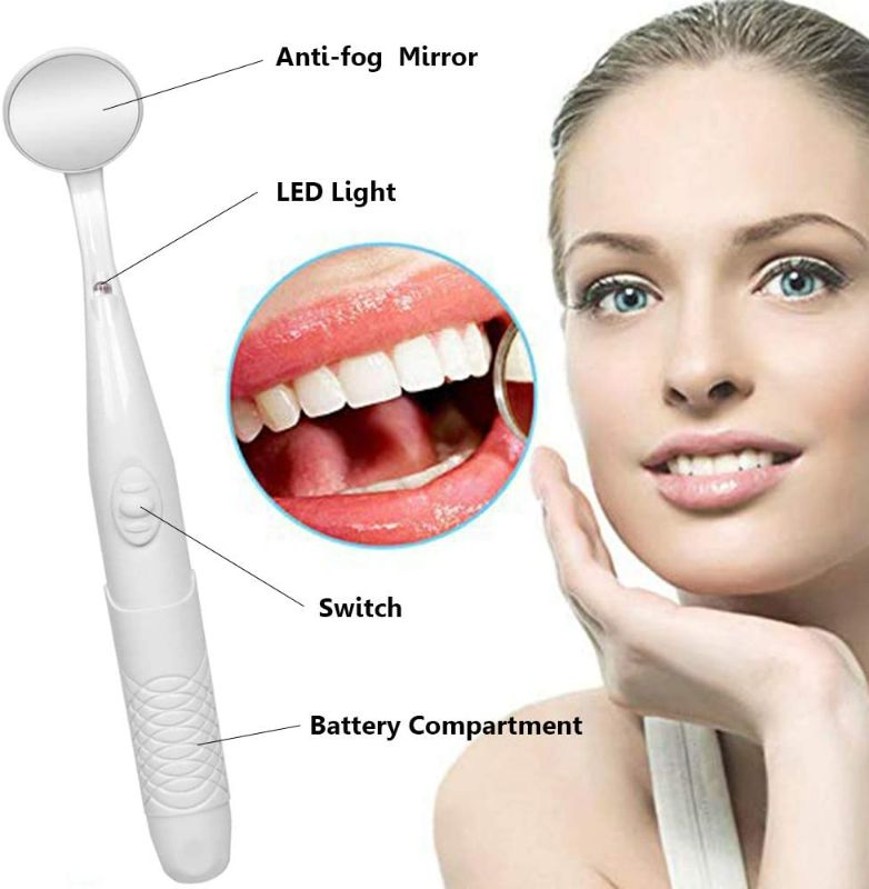 Photo 2 of [4 Pack] ffresiss Dental Mirror with Light,Teeth Inspection LED Mirror,Anti-Fog Mouth Mirror,Dentist Oral Care Tool