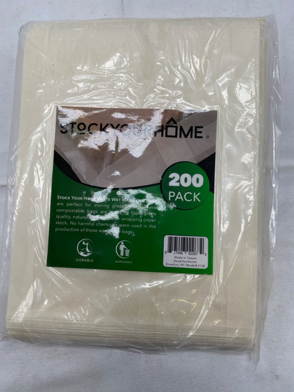 Photo 2 of Paper Sandwich Bags Bulk Wax Paper (200 Pack) 7" x 6" x 1" Wet Wax Paper Bags - Food Grade Grease Resistant Wax Bags - White Glassine Bags - Paper Bags for Bakery Cookies, Candy, Snacks, French Fries