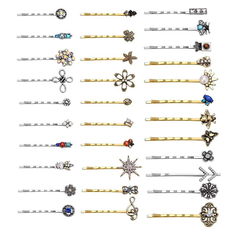 Photo 1 of 10 Pcs Vintage Alloy Mixed Hair Bobby Pins for girls Hair Clips Barrettes for women NO REPEAT RANDOM PACKING