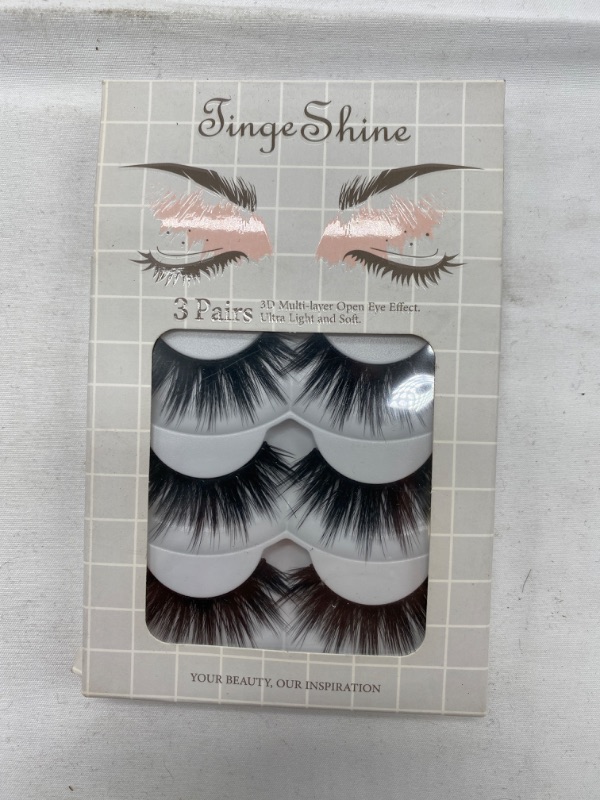 Photo 3 of 3D False Eyelashes Extensions 3 Pairs Long Lashes Strip with Volume for Women's Makeup Handmade Soft Fake Eyelash