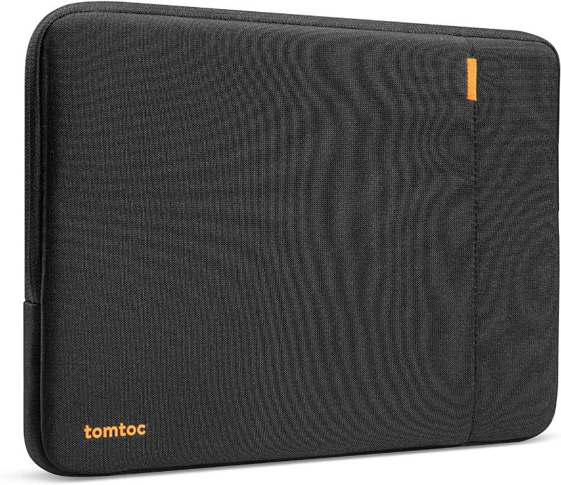 Photo 1 of tomtoc 360° Protective Laptop Sleeve for 13-inch MacBook Air M2/A2681 M1/A2337 2018-2022, MacBook Pro M2/A2686 M1/A2338 2016-2022, Water-Resistant Case for 12.9 iPad Pro 6th/5th/4th/3rd Gen, Black