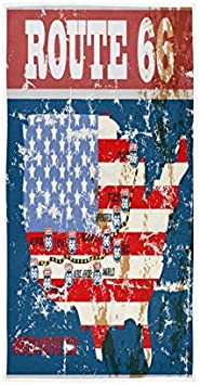 Photo 1 of QUGRL Retro Route 66 Hand Towels American Flag Map Kitchen Dish Towel Soft Quality Premium Guest Fingertip Towel Washcloths Decor for Bathroom Hotel Spa Gym Sport 30 x 15 inches