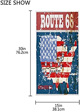 Photo 2 of QUGRL Retro Route 66 Hand Towels American Flag Map Kitchen Dish Towel Soft Quality Premium Guest Fingertip Towel Washcloths Decor for Bathroom Hotel Spa Gym Sport 30 x 15 inches