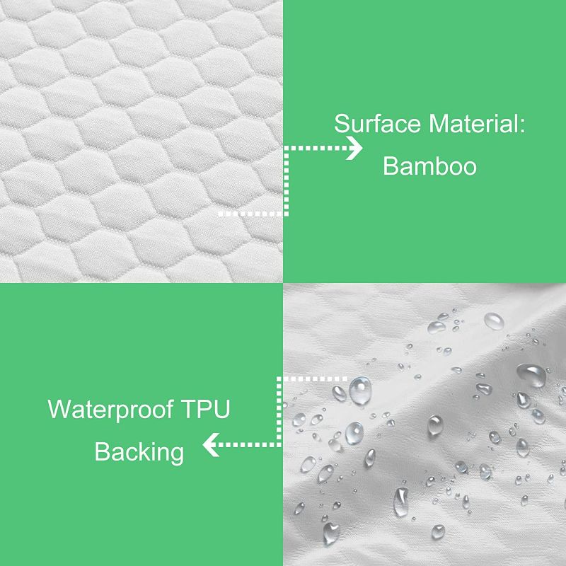 Photo 3 of Premium Waterproof Full Size Mattress Protector Double Cooling Bamboo Mattress Cover School College Dorm Room Soft Breathable 8-21 inch Deep Pocket Vinyl Free Noiseless (White Beehive Full)
